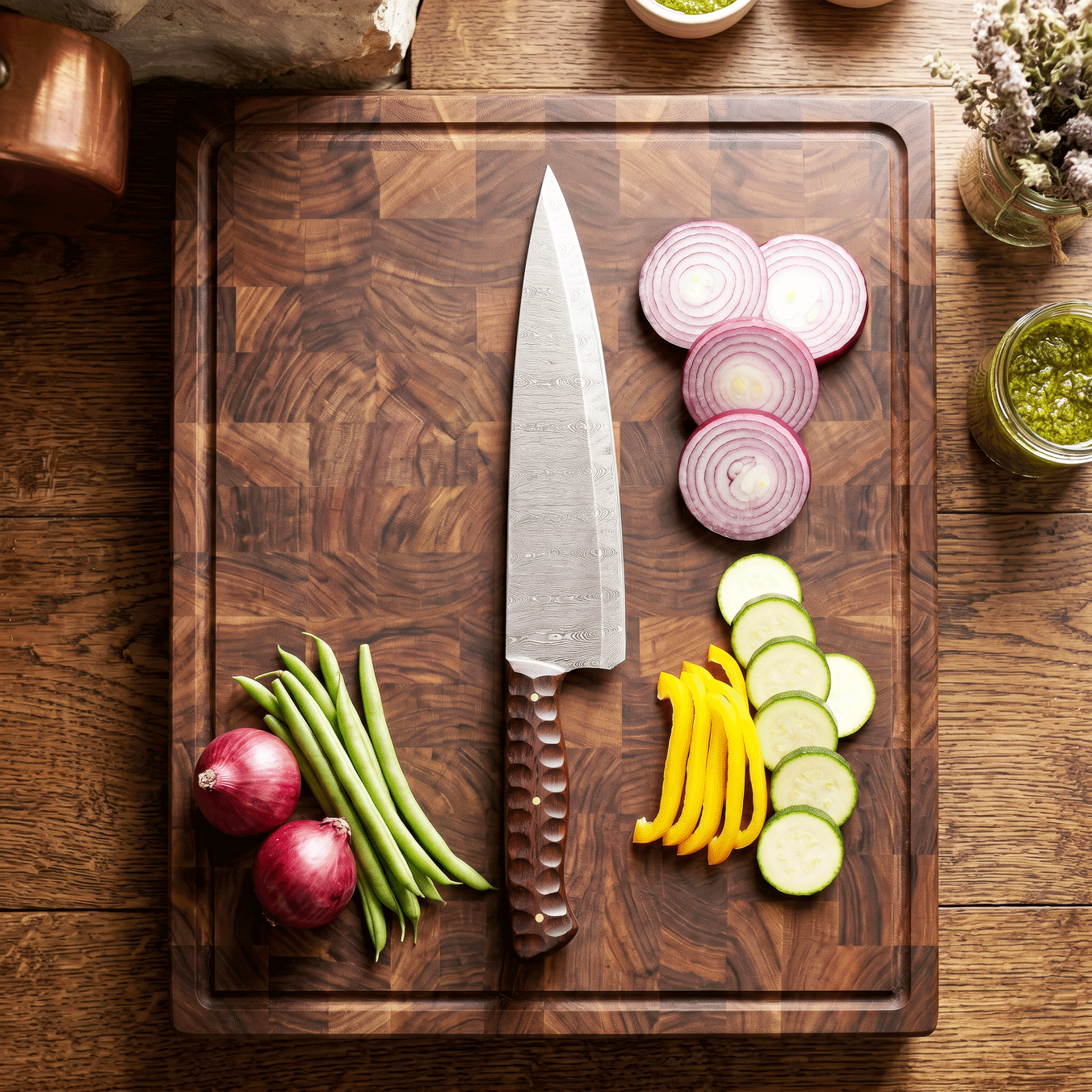 Pepper-18 – Damascus Chef Knife with Rosewood Handle