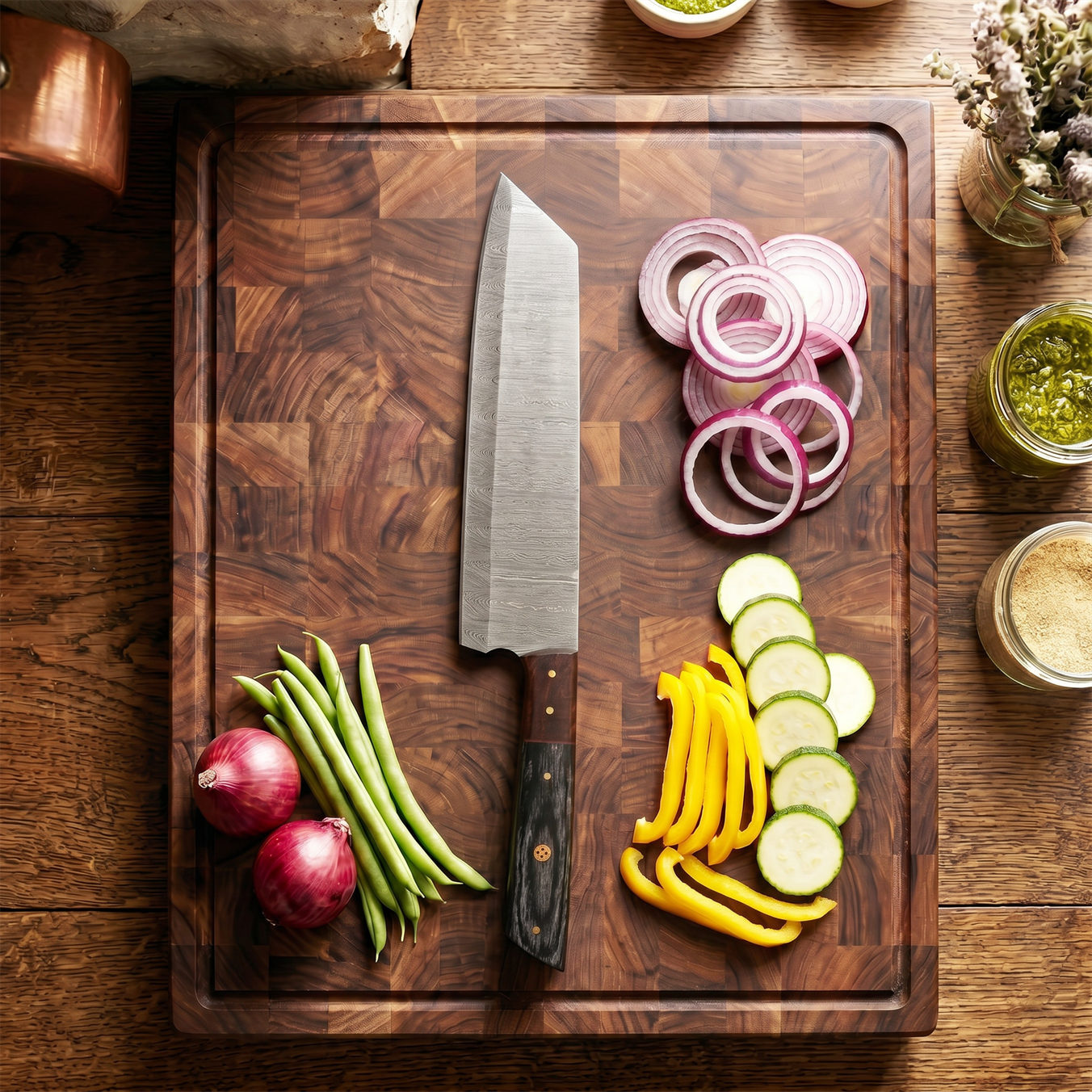 Cardamom-18 – Damascus Chef Knife with Pakkawood Handle